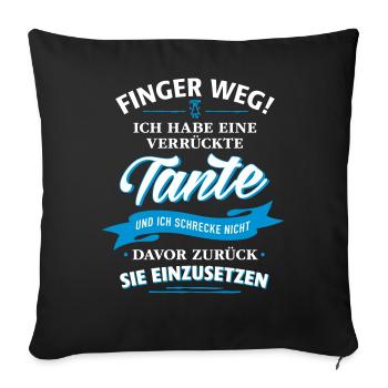 Restez à l'écart! enfant de la famille liée tante fou - Housse de coussin décorative 45 x 45 cm - noir - Devant