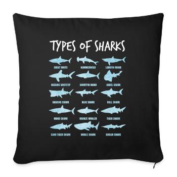 sharks - Sofa pillowcase 17,3'' x 17,3'' (45 x 45 cm) - black - Front