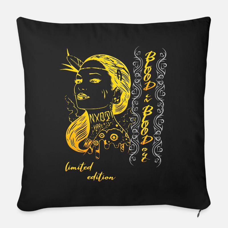 Indianer Frau - Sofakissenbezug 45 x 45 cm - Schwarz
