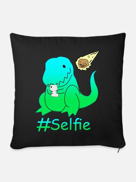 Dinosauro selfie divertente - Pudebetræk 45 x 45 cm - sort