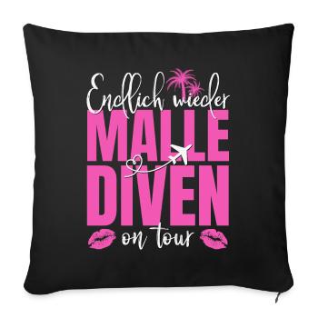 Mallorca Spruch Endlich Wieder Malle Diven On Tour - Sofakissenbezug 45 x 45 cm - Schwarz - Vorne