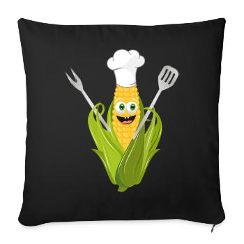 épi de dessin animé drôle avec toque - Housse de coussin décorative 45 x 45 cm - noir - Devant