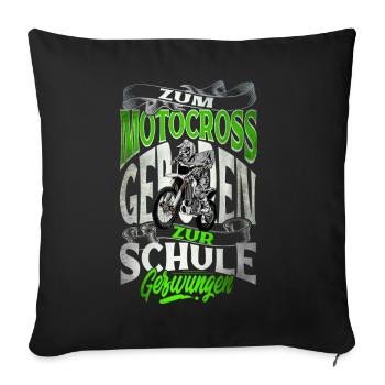 Né au motocross forcé à l'école - Housse de coussin décorative 45 x 45 cm - noir - Devant