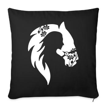 Horses Horse Girl Flower Pattern - Sofa pillowcase 17,3'' x 17,3'' (45 x 45 cm) - black - Front