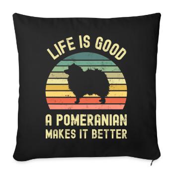Dog Pomeranian - Sofa pillowcase 17,3'' x 17,3'' (45 x 45 cm) - black - Front