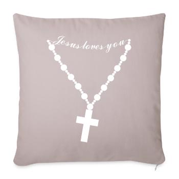 Pendentif avec une croix chrétienne et Jésus vous aime - Housse de coussin décorative 45 x 45 cm - taupe clair - Devant