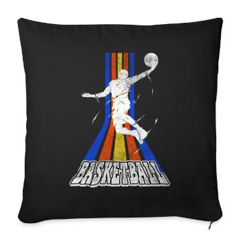 Basketteur Basketteur Dunking Vintage Retro - Housse de coussin décorative 45 x 45 cm - noir - Devant
