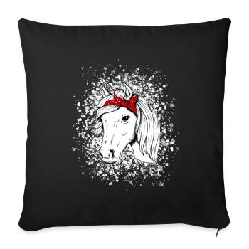 Cheval avec des flocons de neige - Housse de coussin décorative 45 x 45 cm - noir - Devant