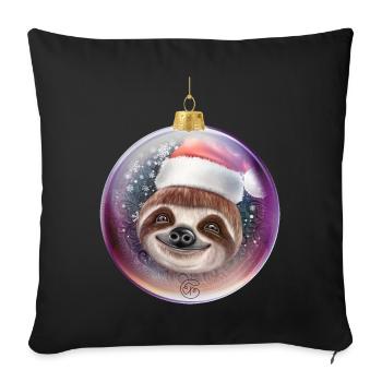 Drôle de paresseux pour Noël - Housse de coussin décorative 45 x 45 cm - noir - Devant
