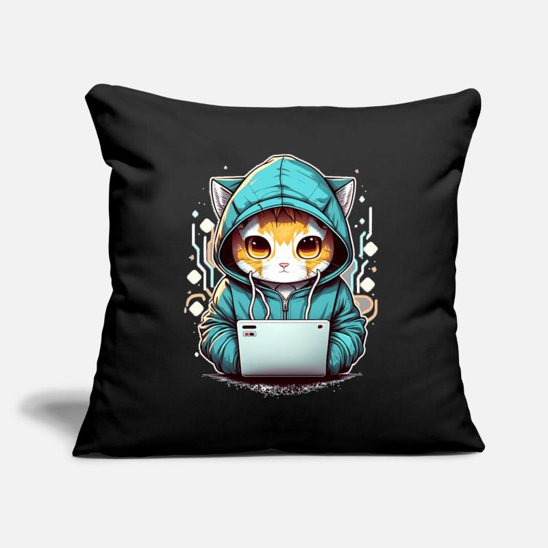 Codage chat Housse de coussin décorative 45 x 45 cm