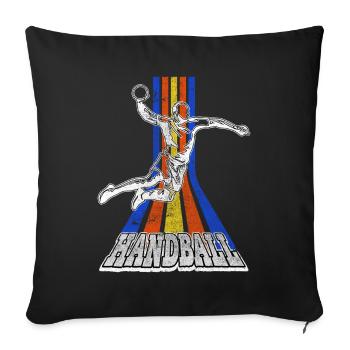 Handball Handball Player Handball Player Vintage Retro - Housse de coussin décorative 45 x 45 cm - noir - Devant