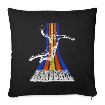 Handball Handball Player Handball Player Vintage Retro - Housse de coussin décorative 45 x 45 cm - noir - Devant