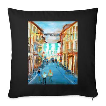 Lebendige Gasse mit Straßencafés Multergasse - Sofakissenbezug 45 x 45 cm - Schwarz - Vorne