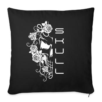 Skull Roses Skull - Sofa pillowcase 17,3'' x 17,3'' (45 x 45 cm) - black - Front