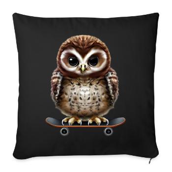 Skater Eule - Sofakissenbezug 45 x 45 cm - Schwarz - Vorne