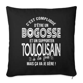 Toulouse bogosse supporter club foot toulousain - Housse de coussin décorative 45 x 45 cm - noir - Devant