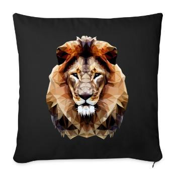 Modern polygon lion - Sofa pillowcase 17,3'' x 17,3'' (45 x 45 cm) - black - Front