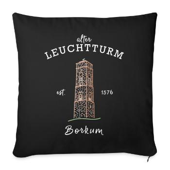 Old lighthouse on Borkum, East Frisia North Sea - Sofa pillowcase 17,3'' x 17,3'' (45 x 45 cm) - black - Front