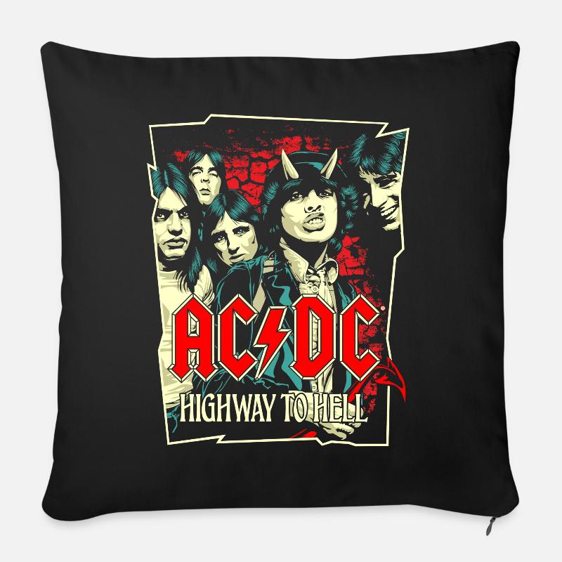 AC/DC Logo Und Bild Der Band Highway To Hell Album - Sofakissenbezug 45 x 45 cm - Schwarz