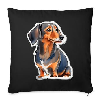 Dackel - Sofakissenbezug 45 x 45 cm - Schwarz - Vorne