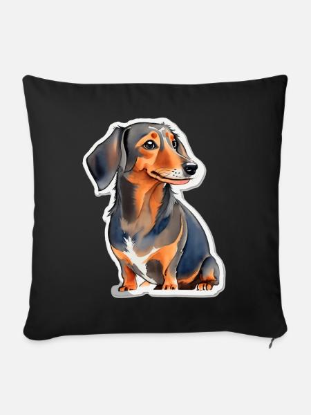 Dackel - Sofakissenbezug 45 x 45 cm - Schwarz