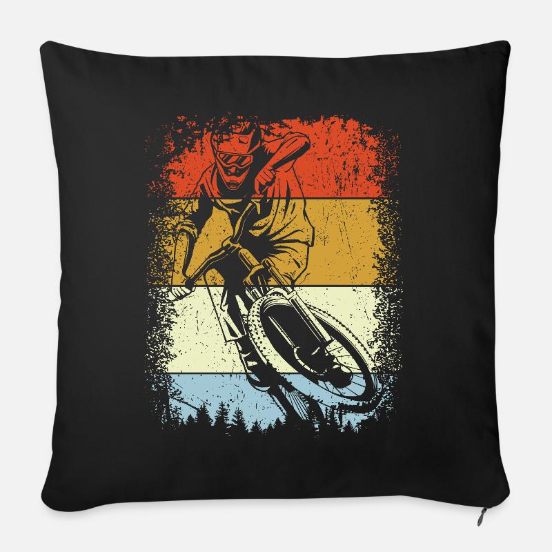 Stripes Retro Rider Silhouette - Sofa pillowcase 17,3'' x 17,3'' (45 x 45 cm) - black