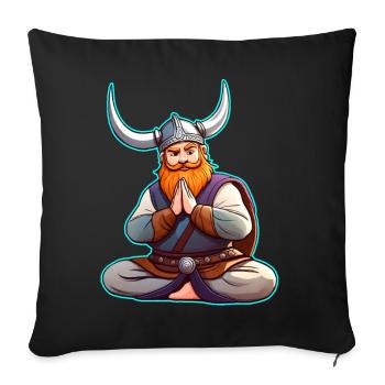 Niedlicher Wikinger macht Yoga - Sofakissenbezug 45 x 45 cm - Schwarz - Vorne