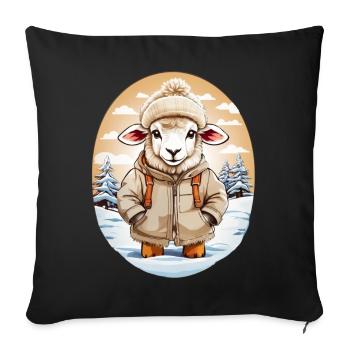 Sheep cuddly sweet - Sofa pillowcase 17,3'' x 17,3'' (45 x 45 cm) - black - Front