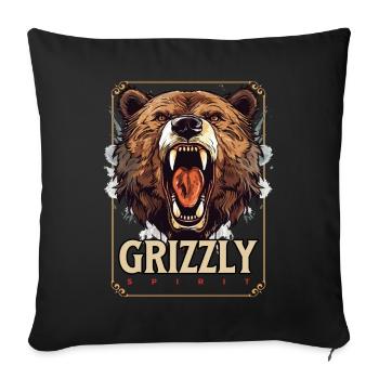 Bear Grizzly Roars Bear Head Nature Wilderness Forest - Sofa pillowcase 17,3'' x 17,3'' (45 x 45 cm) - black - Front
