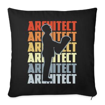 Architecte rétro - Housse de coussin décorative 45 x 45 cm - noir - Devant