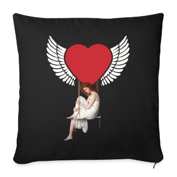 Herz Mädchen Frau Flügel Fantasy Valentin Fantasy - Sofakissenbezug 45 x 45 cm - Schwarz - Vorne