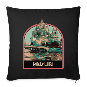 View of the Berlin Cathedral Dome and the Spree - Sofa pillowcase 17,3'' x 17,3'' (45 x 45 cm) - black - Front