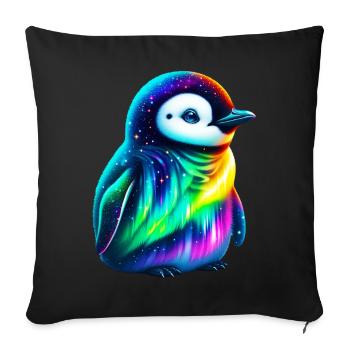 Manchot aurore boréale - Housse de coussin décorative 45 x 45 cm - noir - Devant