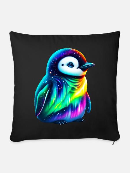 Aurora Borealis Pinguin - Sofakissenbezug 45 x 45 cm - Schwarz