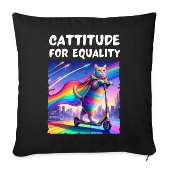 La fierté gay. Cattitude pour l’égalité - Housse de coussin décorative 45 x 45 cm - noir - Devant