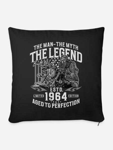 1964 Jahrgang Mann Mythos Legende Biker Motorrad - Sofakissenbezug 45 x 45 cm - Schwarz