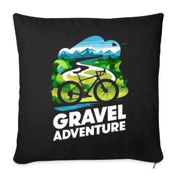 Vélo de montagne Gravel Scène d’aventure - Housse de coussin décorative 45 x 45 cm - noir - Devant
