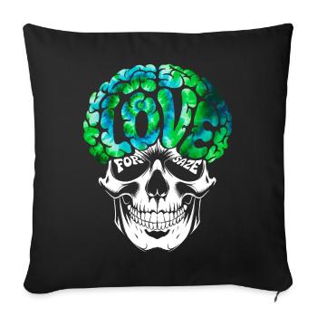 T-shirt psychédélique Skull Brain Love - Housse de coussin décorative 45 x 45 cm - noir - Devant