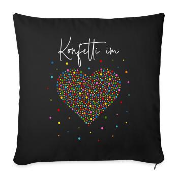 Konfetti im Herzen - Sofakissenbezug 45 x 45 cm - Schwarz - Vorne