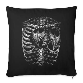 corps de squelette à rayons X avec chauve-souris - Housse de coussin décorative 45 x 45 cm - noir - Devant