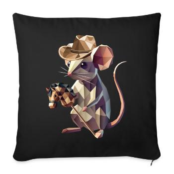 Souris de cow-boy avec cheval de loisir - Housse de coussin décorative 45 x 45 cm - noir - Devant