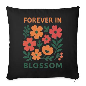 Always in bloom - floral - Sofa pillowcase 17,3'' x 17,3'' (45 x 45 cm) - black - Front