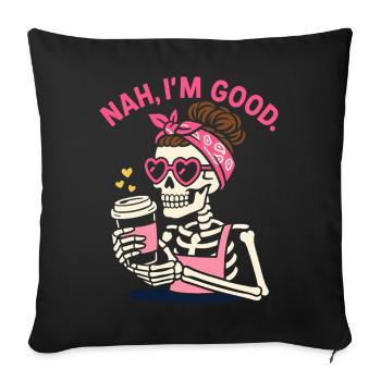 Pink Retro Skeleton with Coffee and Heart Shades - Sofa pillowcase 17,3'' x 17,3'' (45 x 45 cm) - black - Front
