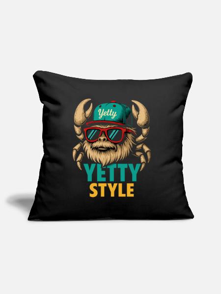 Graphisme Yeti Style Yetty - Housse de coussin décorative 45 x 45 cm - noir - Devant