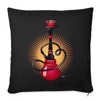 Chicha stylisée en rouge – design oriental moderne - Housse de coussin décorative 45 x 45 cm - noir - Devant
