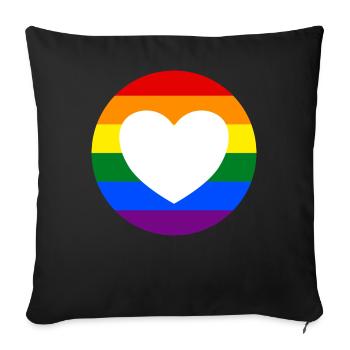 LGBTQ rainbow heart - Sofa pillowcase 17,3'' x 17,3'' (45 x 45 cm) - black - Front