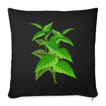 Nettle bouquet – the power of nature in lush green - Sofa pillowcase 17,3'' x 17,3'' (45 x 45 cm) - black - Front