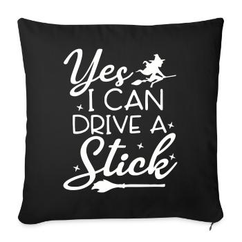 Whimsical Witch Riding Broom Illustration - Sofa pillowcase 17,3'' x 17,3'' (45 x 45 cm) - black - Front