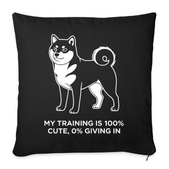 Mes entraînements sont 100 % doux, 0 % cèdent - Housse de coussin décorative 45 x 45 cm - noir - Devant
