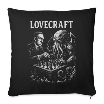 Conception d'échecs Octopus inspirée de Lovecraft - Housse de coussin décorative 45 x 45 cm - noir - Devant